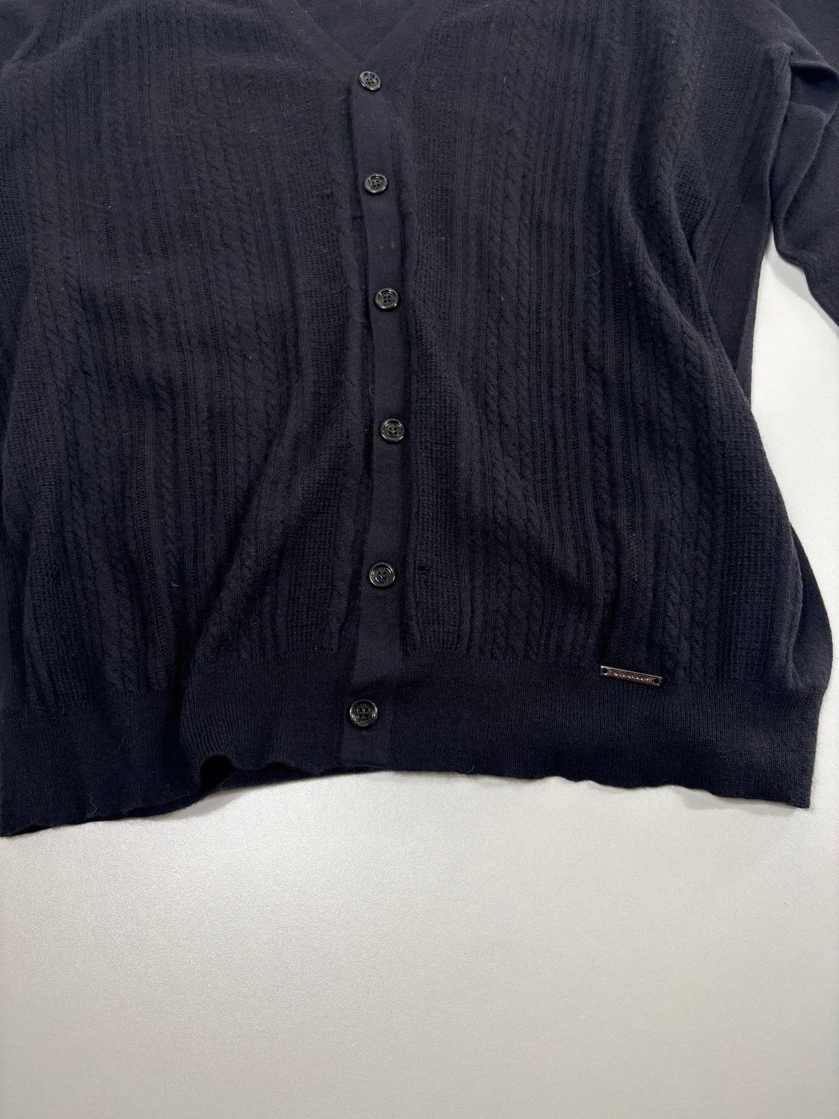 Gilet Burberry London cachemire noir maille torsadée – Taille XL-8