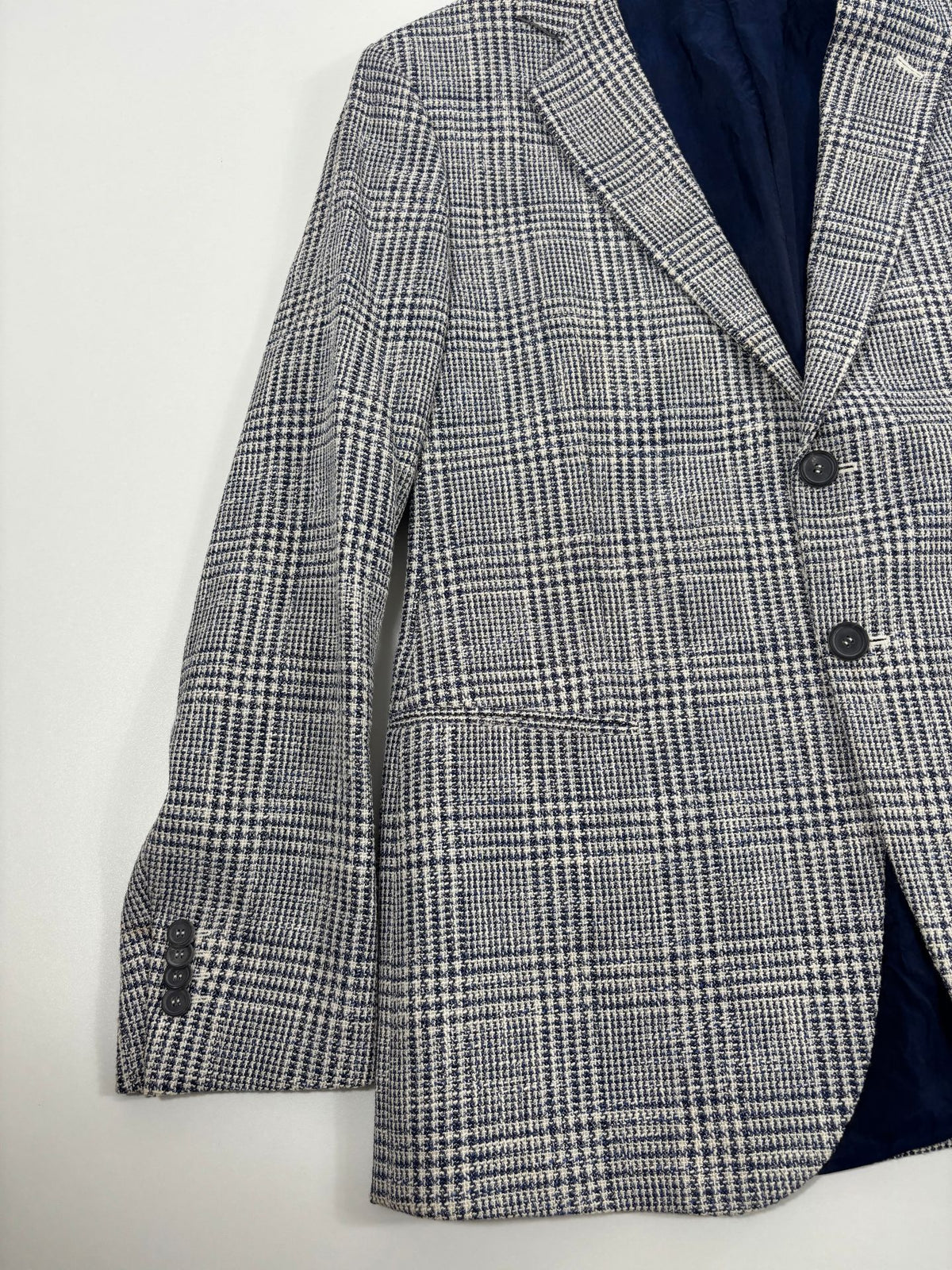 Veste Giorgio Armani George prince de Galles bleu et écru – Taille 56-4
