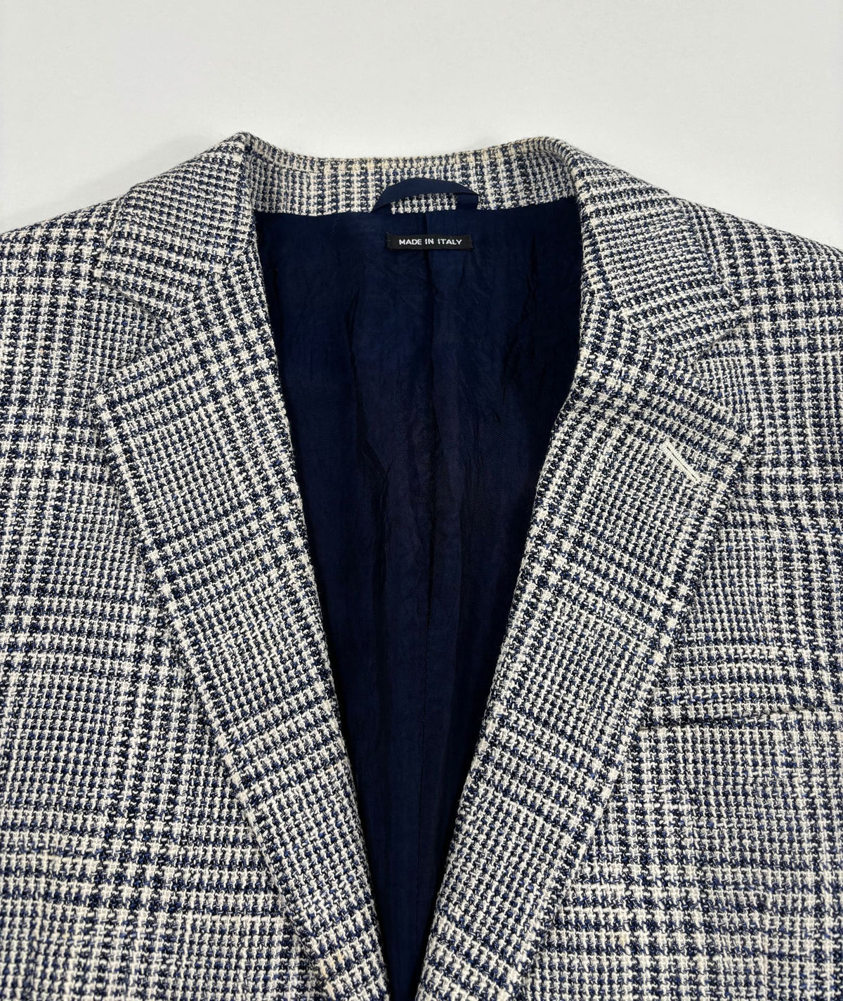 Veste Giorgio Armani George prince de Galles bleu et écru – Taille 56-7