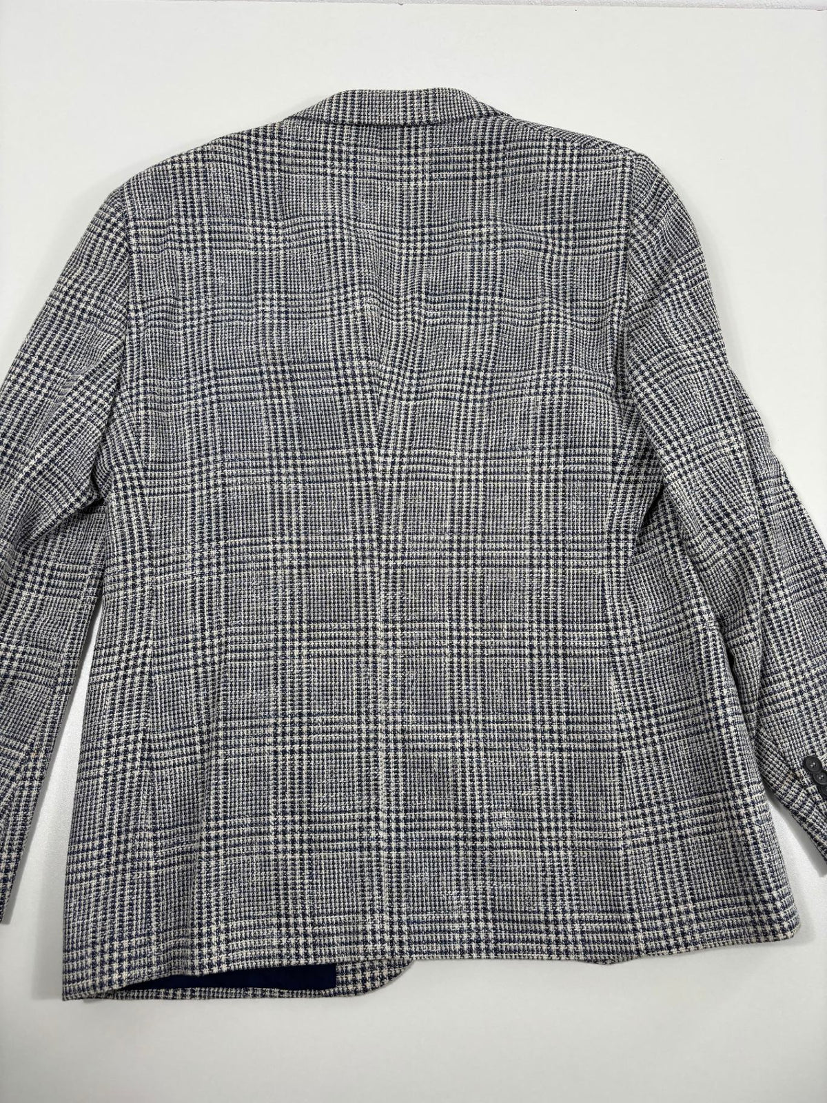 Veste Giorgio Armani George prince de Galles bleu et écru – Taille 56-9