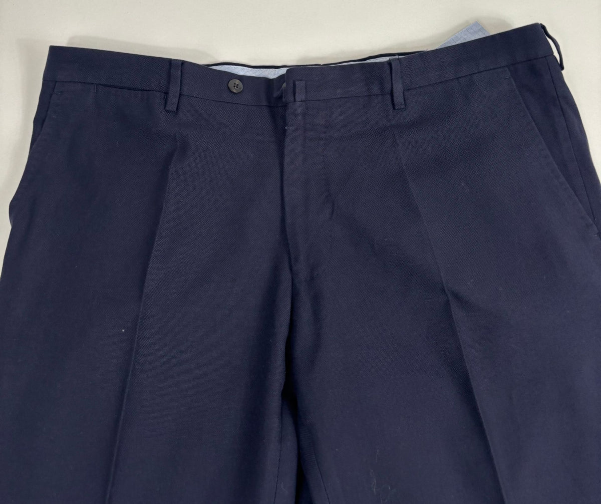Pantalon Francesco Smalto sartorial coton bleu marine – Taille 48 (IT 56 / US 40)-6