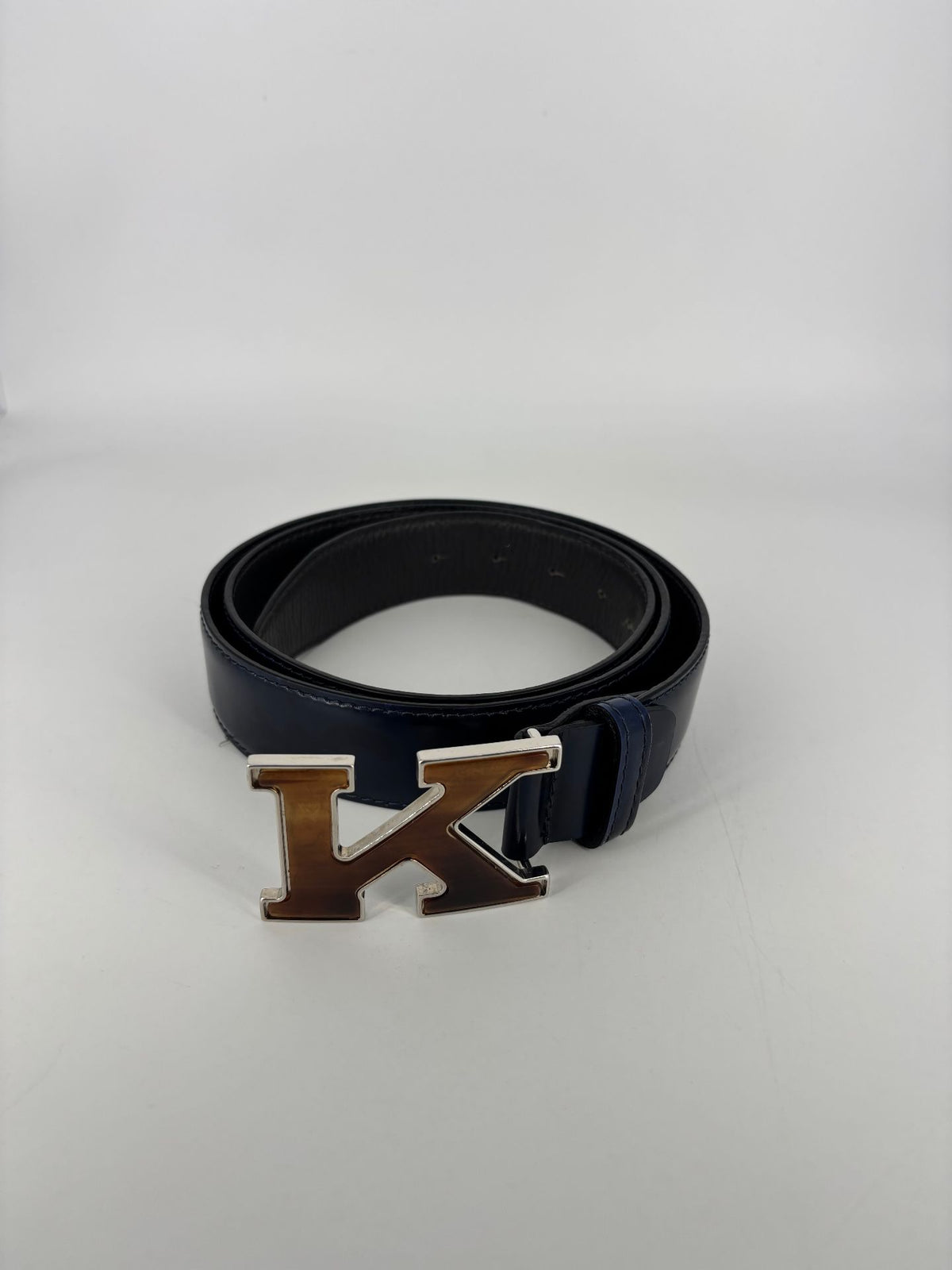 Ceinture Kiton cuir bleu marine boucle K – Taille 120-2
