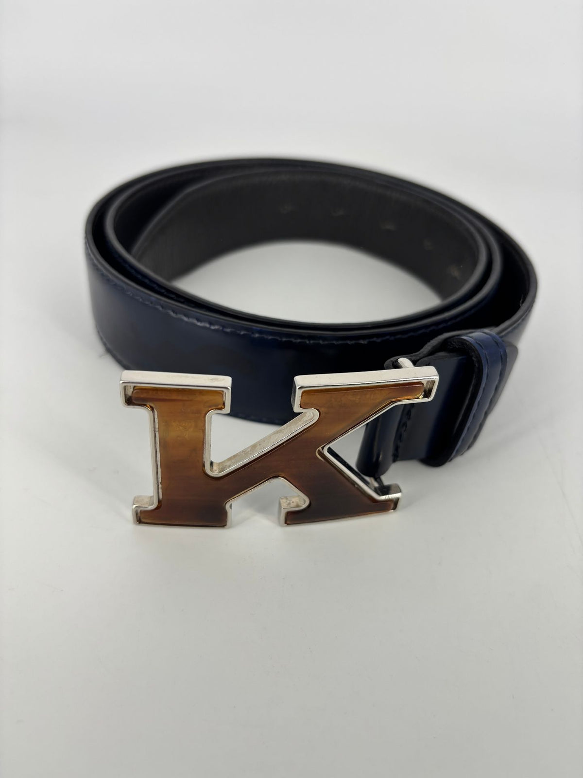 Ceinture Kiton cuir bleu marine boucle K – Taille 120-3