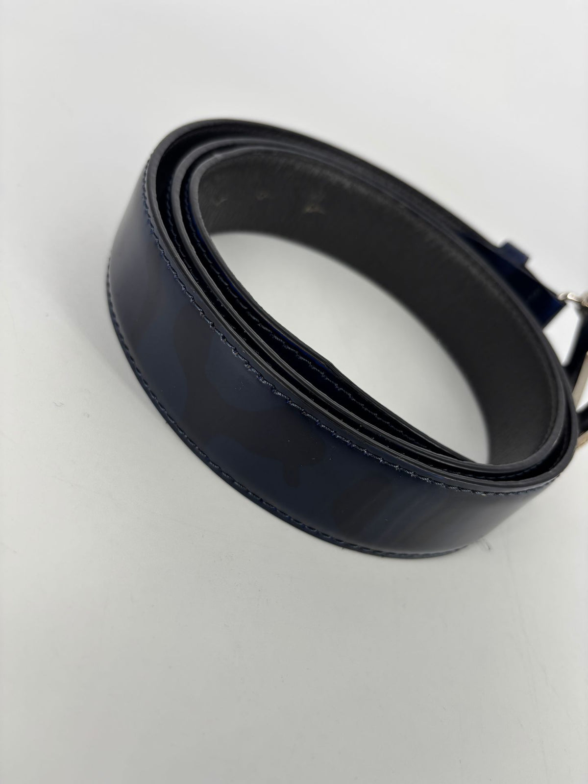 Ceinture Kiton cuir bleu marine boucle K – Taille 120-5