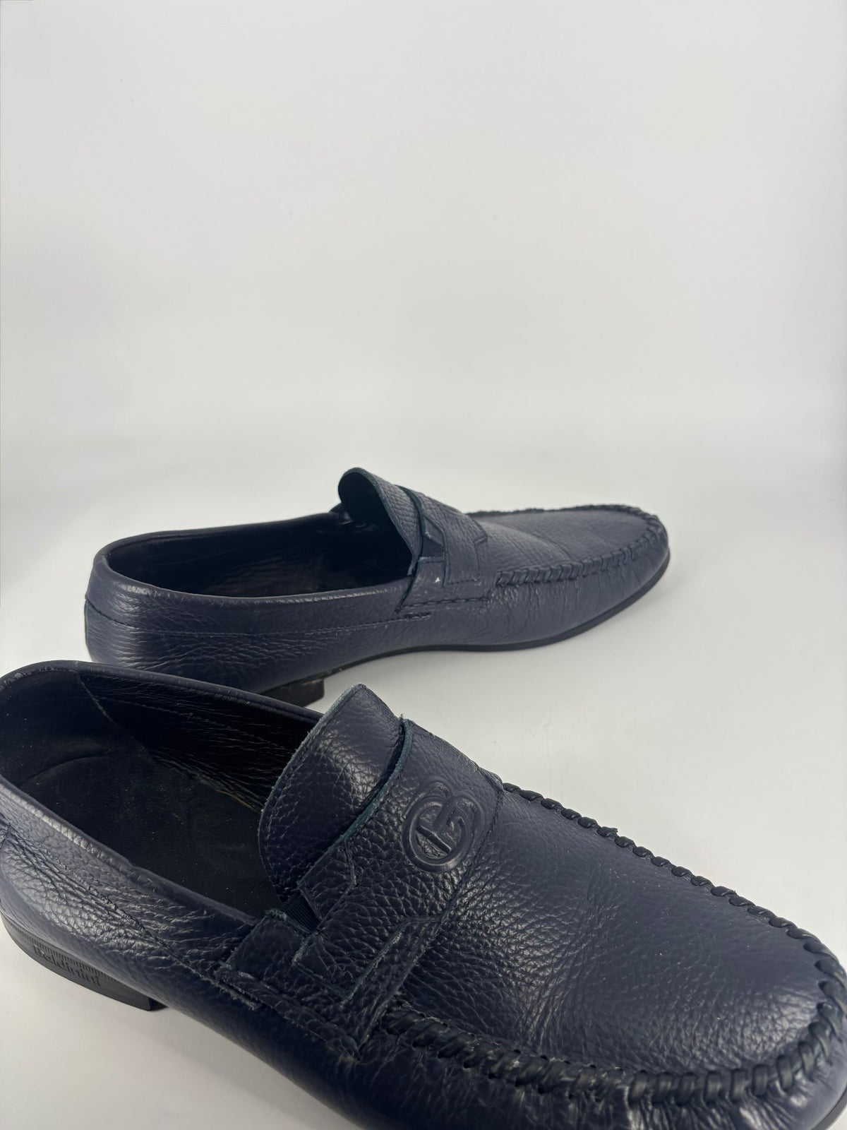 Mocassins Baldinini cuir grainé bleu marine – Pointure 43-7