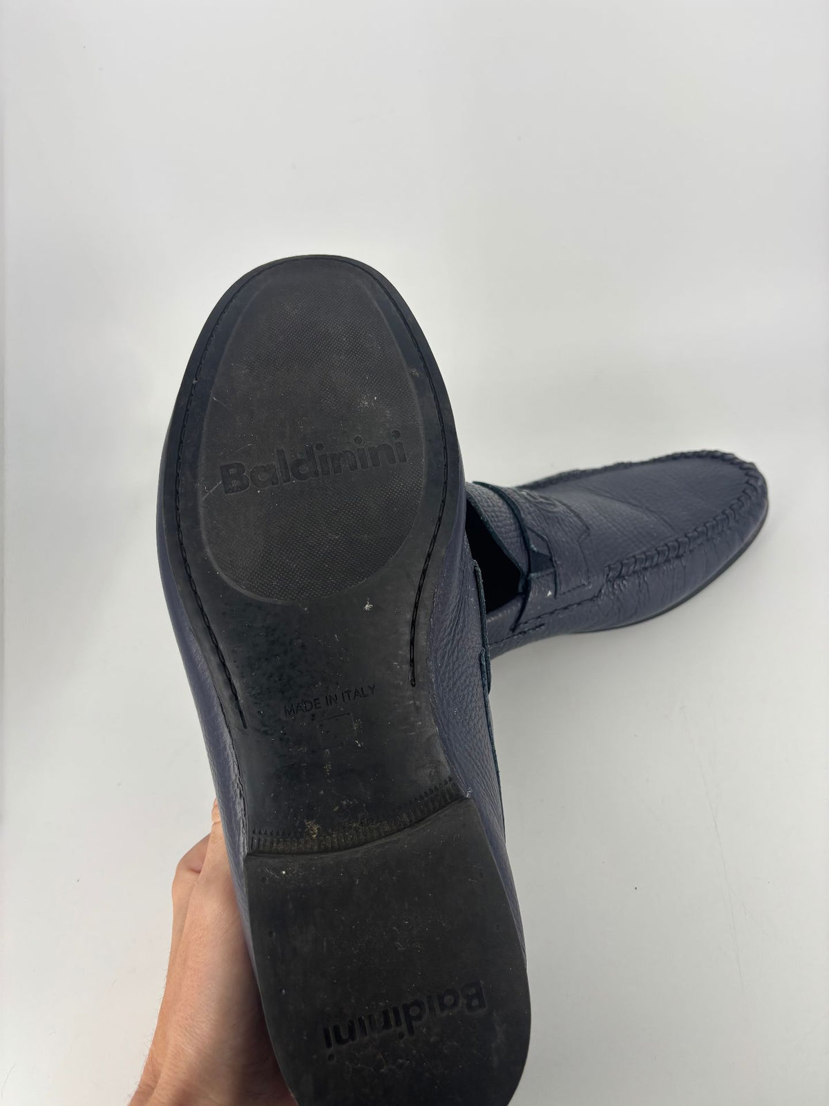 Mocassins Baldinini cuir grainé bleu marine – Pointure 43-8