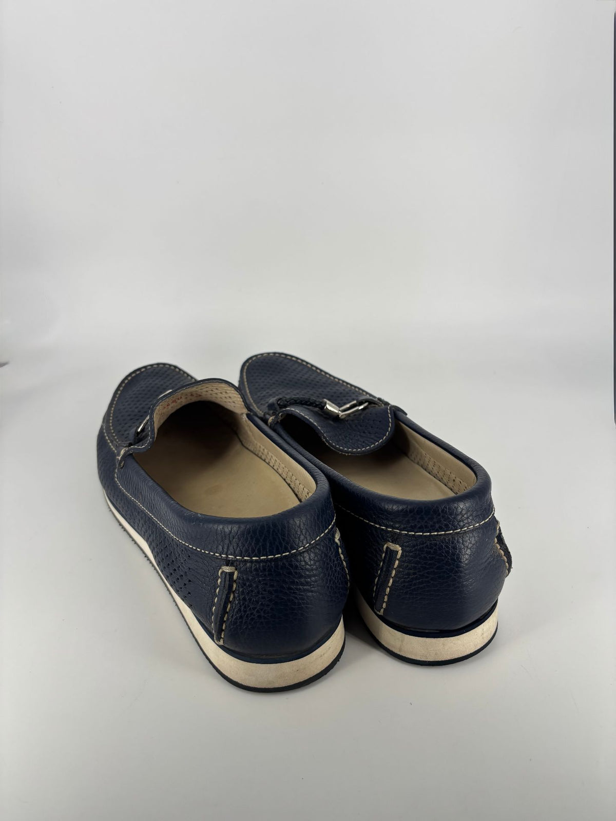 Mocassins bateau Baldinini en cuir perforé bleu marine – Pointure 43-5