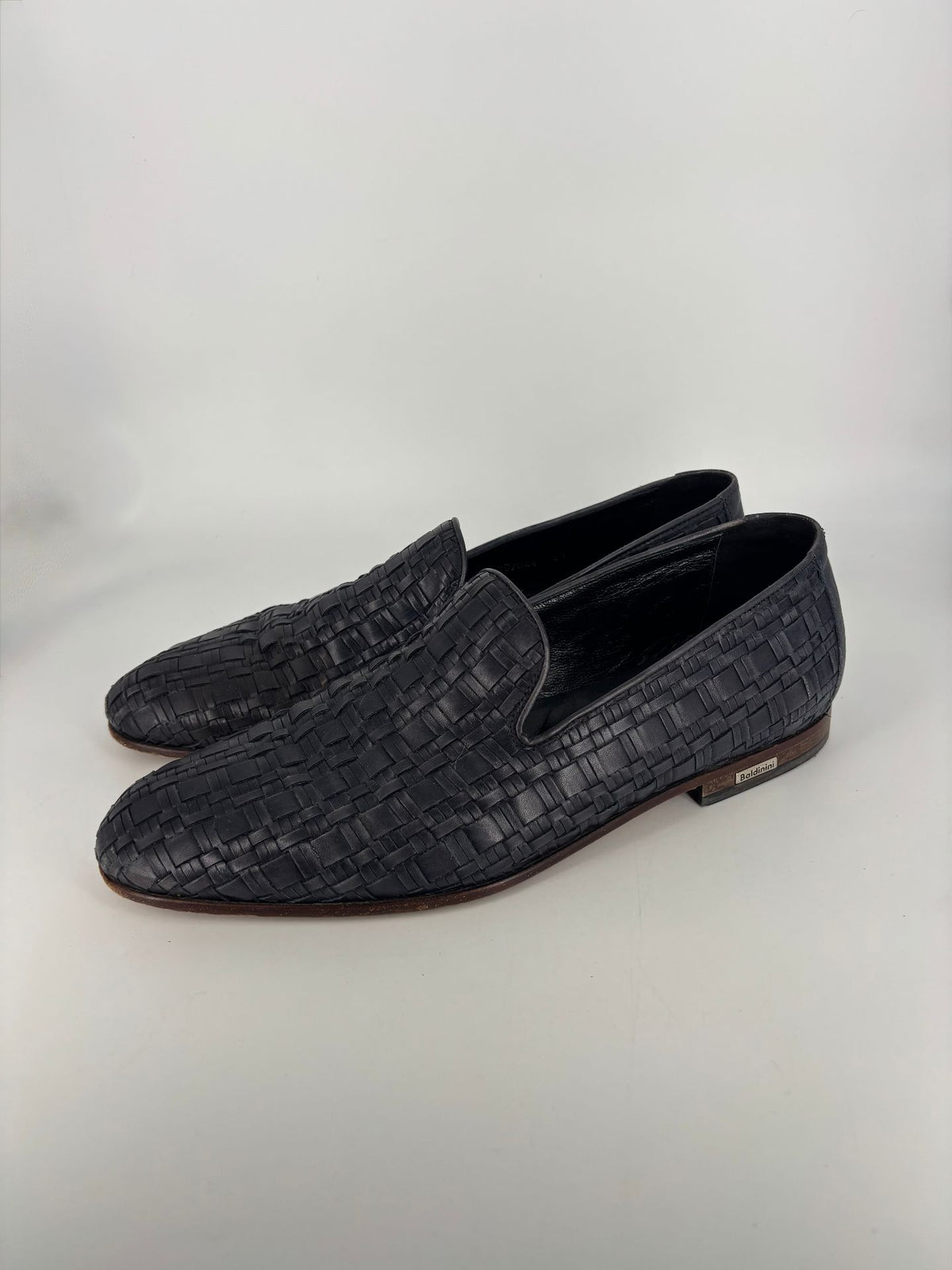 Mocassins Baldinini cuir tressé bleu marine style slipper – Pointure 43-5