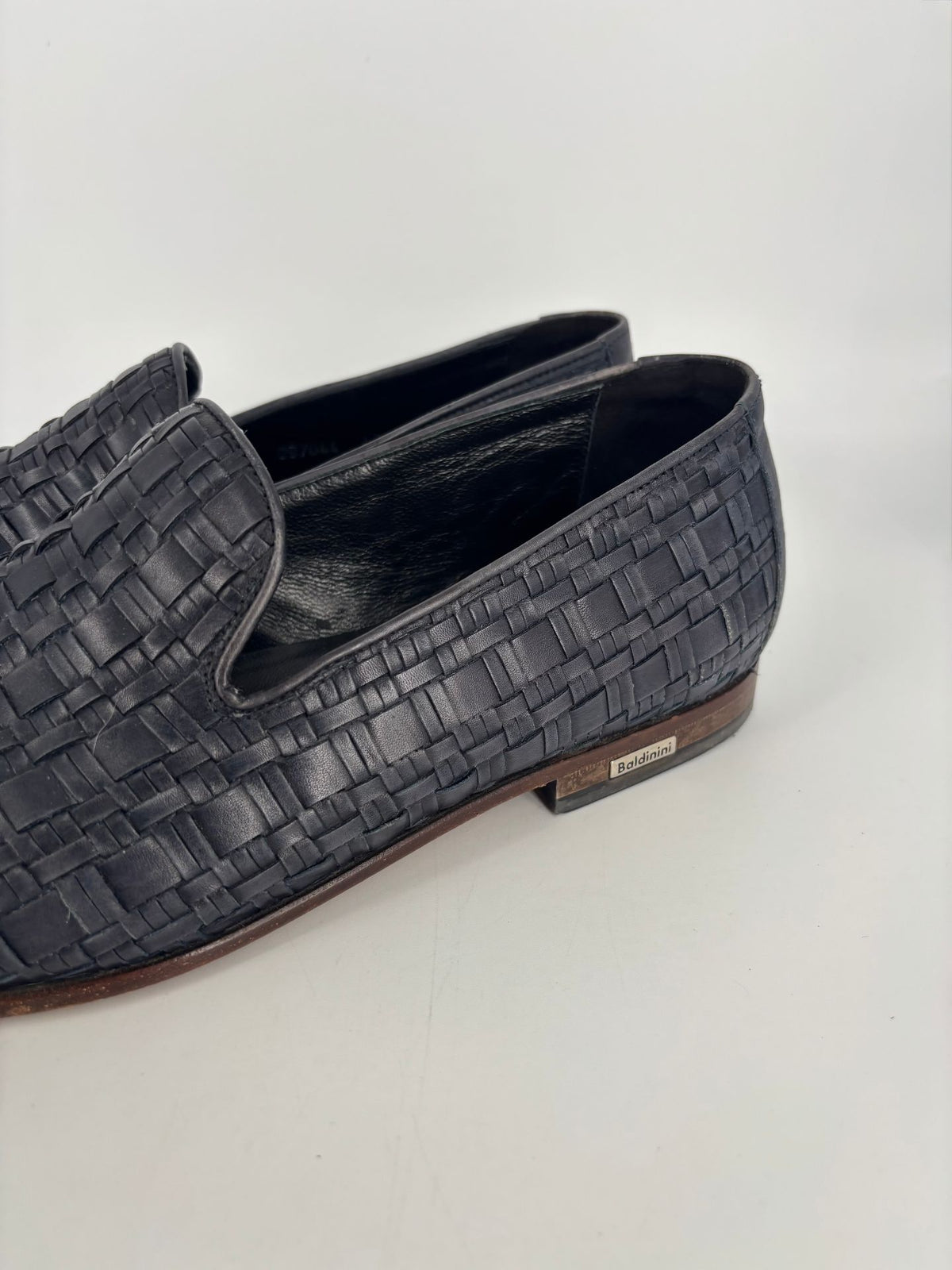 Mocassins Baldinini cuir tressé bleu marine style slipper – Pointure 43-6