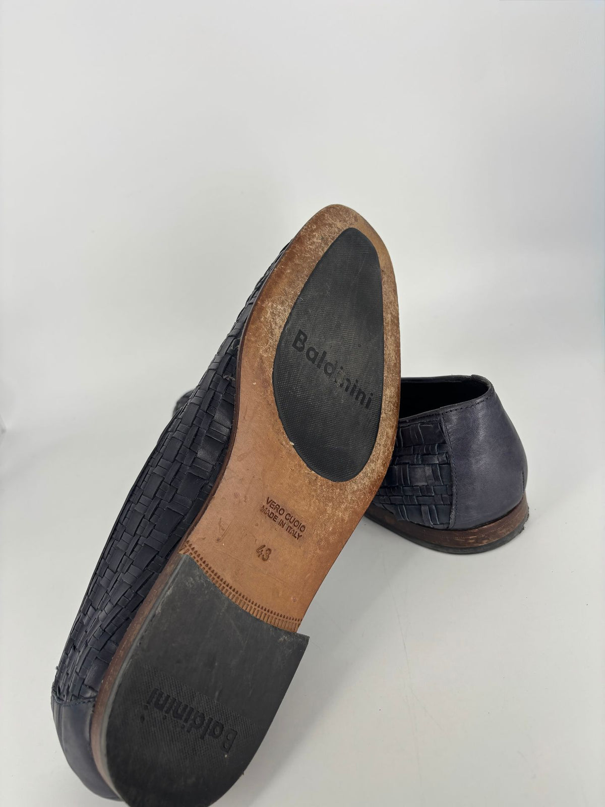 Mocassins Baldinini cuir tressé bleu marine style slipper – Pointure 43-8