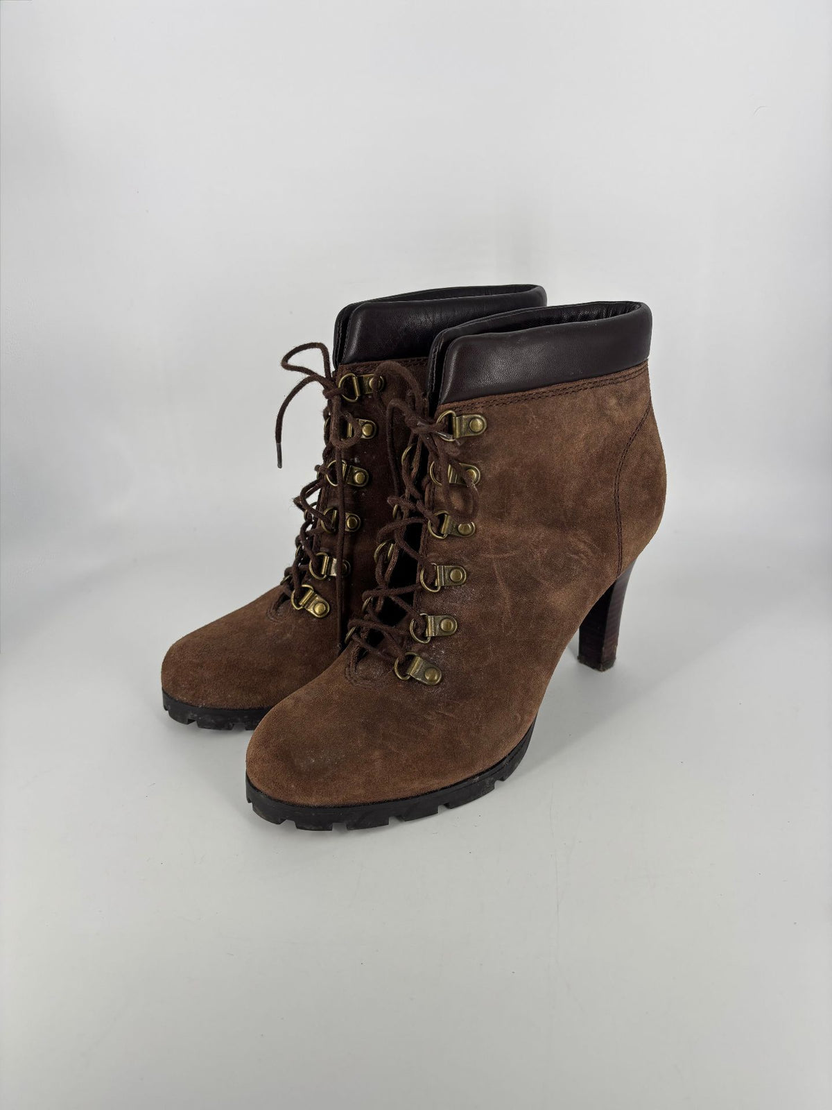 Bottines Lauren Ralph Lauren Darby daim marron à talon – Pointure 36-3