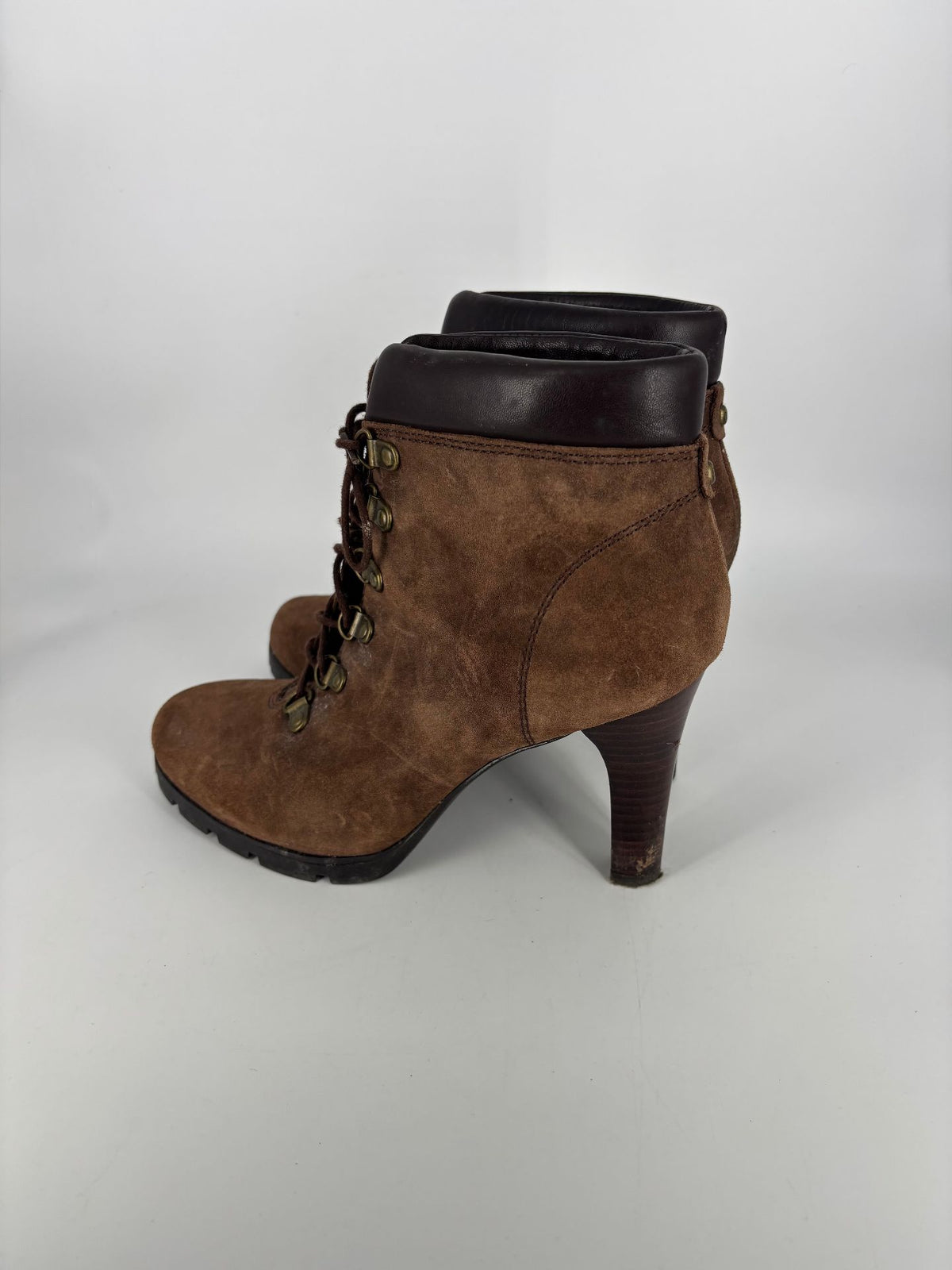 Bottines Lauren Ralph Lauren Darby daim marron à talon – Pointure 36-4