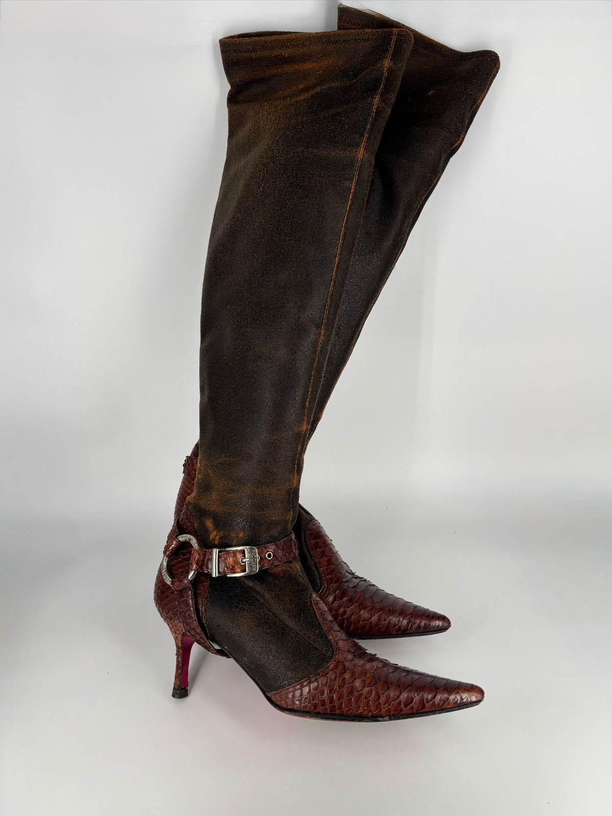 Bottes Luciano Padovan en python et cuir vieilli – Pointure 37,5-2