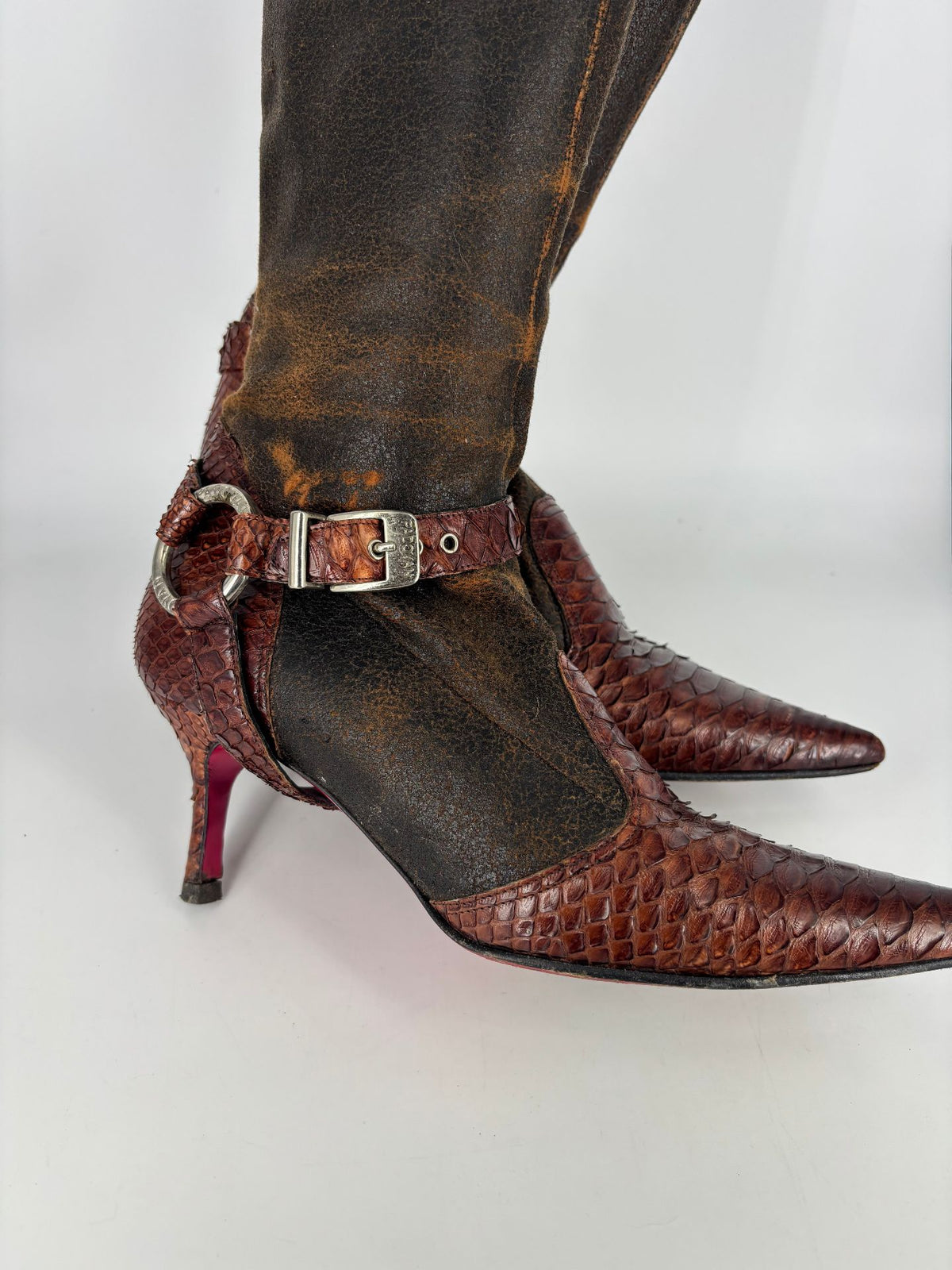Bottes Luciano Padovan en python et cuir vieilli – Pointure 37,5-3