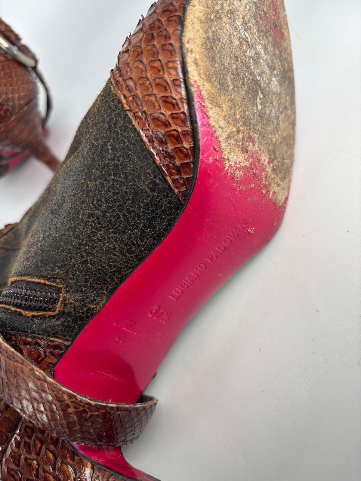 Bottes Luciano Padovan en python et cuir vieilli – Pointure 37,5-11