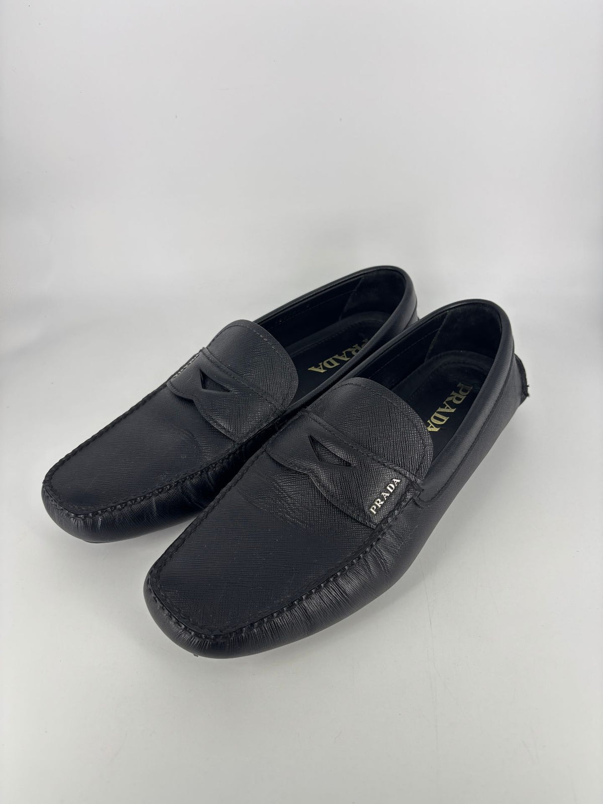 Mocassins Prada cuir Saffiano noir driver penny – Pointure 43-2