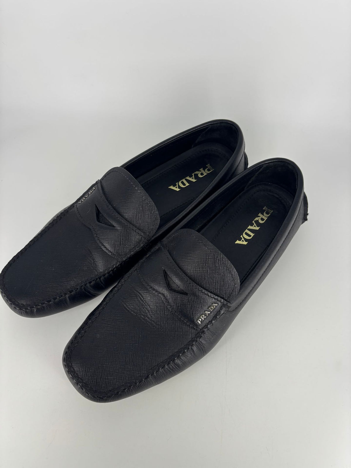 Mocassins Prada cuir Saffiano noir driver penny – Pointure 43-3