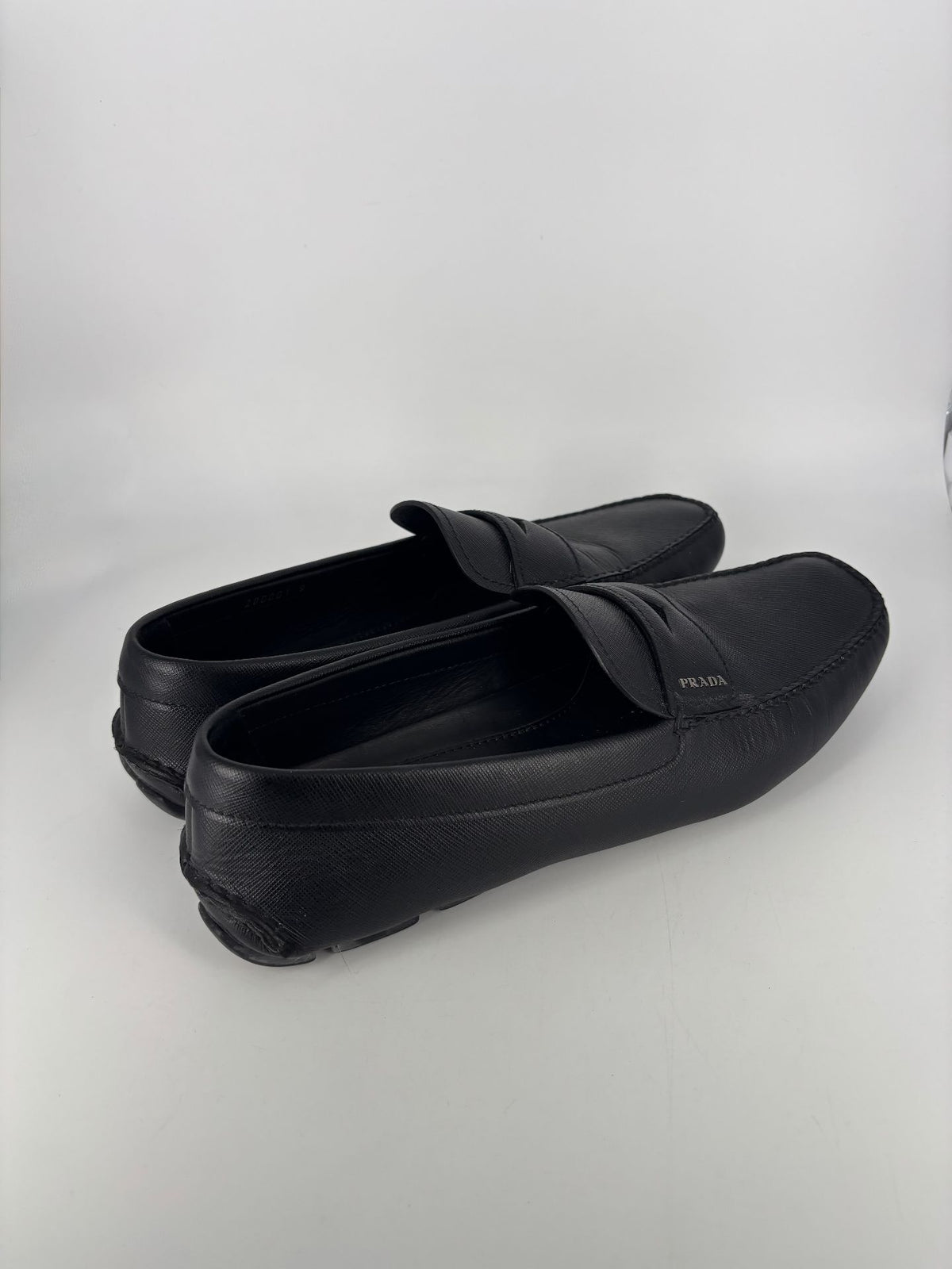 Mocassins Prada cuir Saffiano noir driver penny – Pointure 43-6