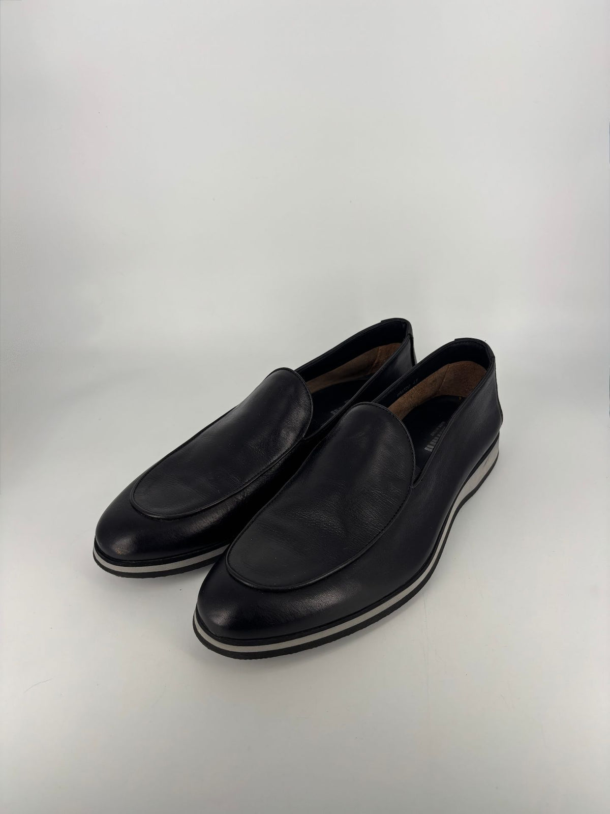 Mocassins Baldinini en cuir lisse noir semelle bicolore – Pointure 43-2