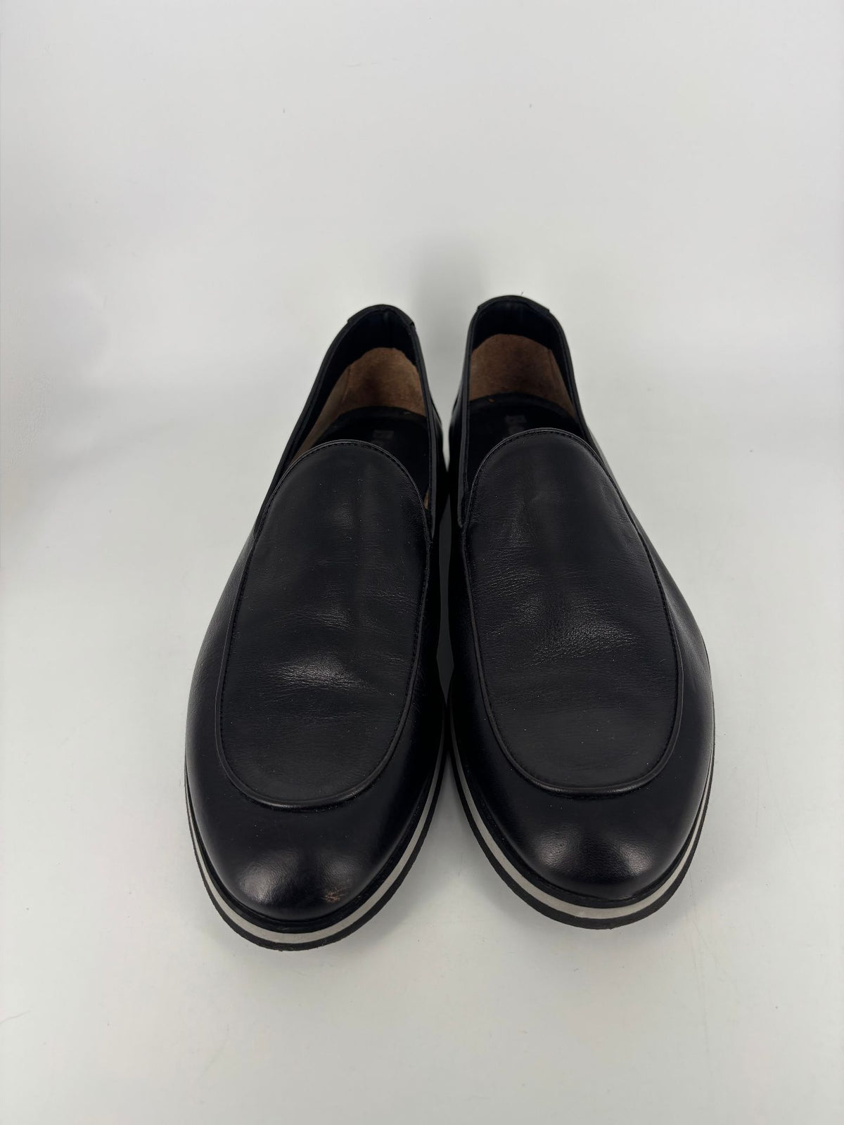 Mocassins Baldinini en cuir lisse noir semelle bicolore – Pointure 43-11
