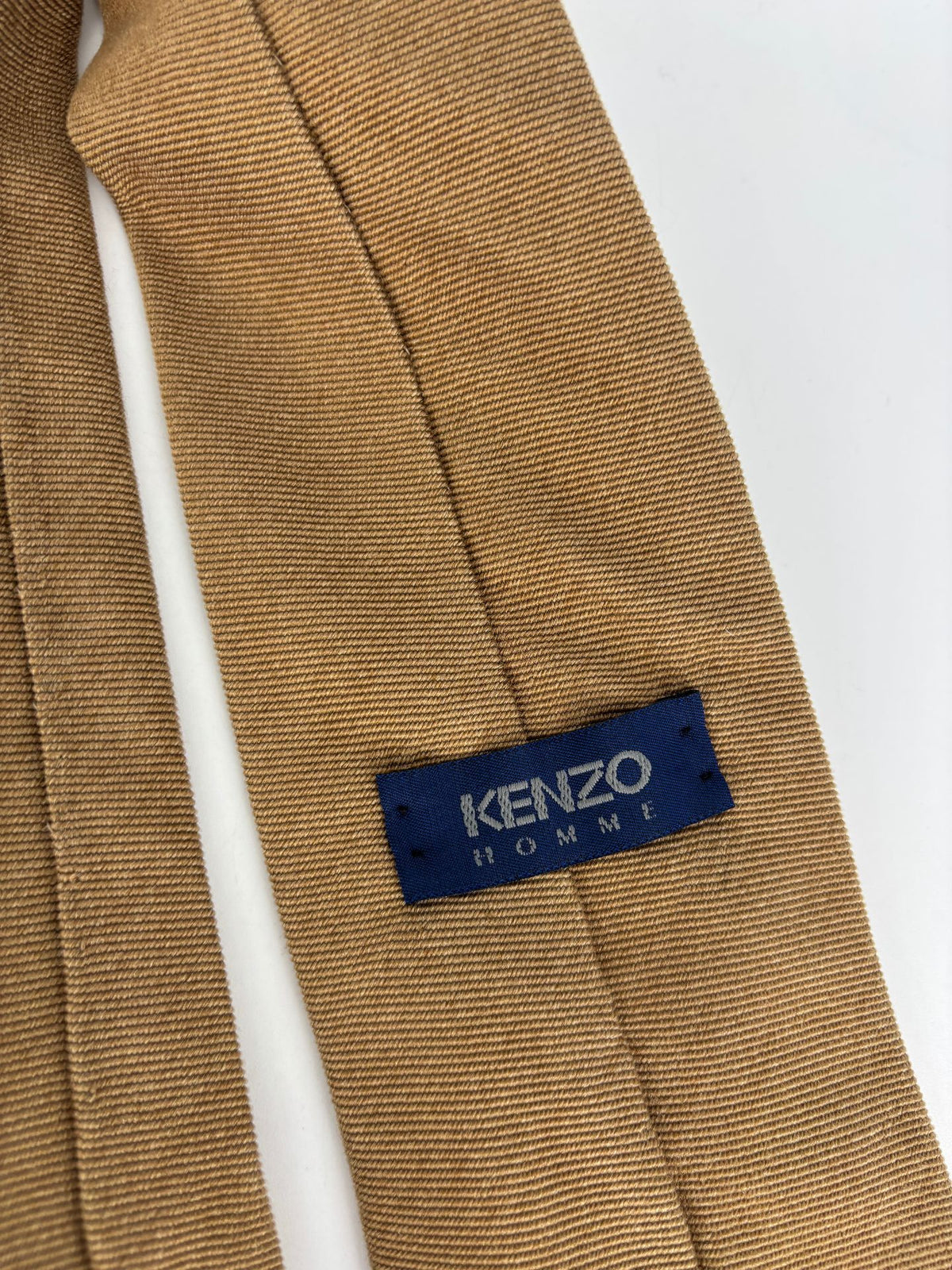 Cravate Kenzo en soie unie camel-4