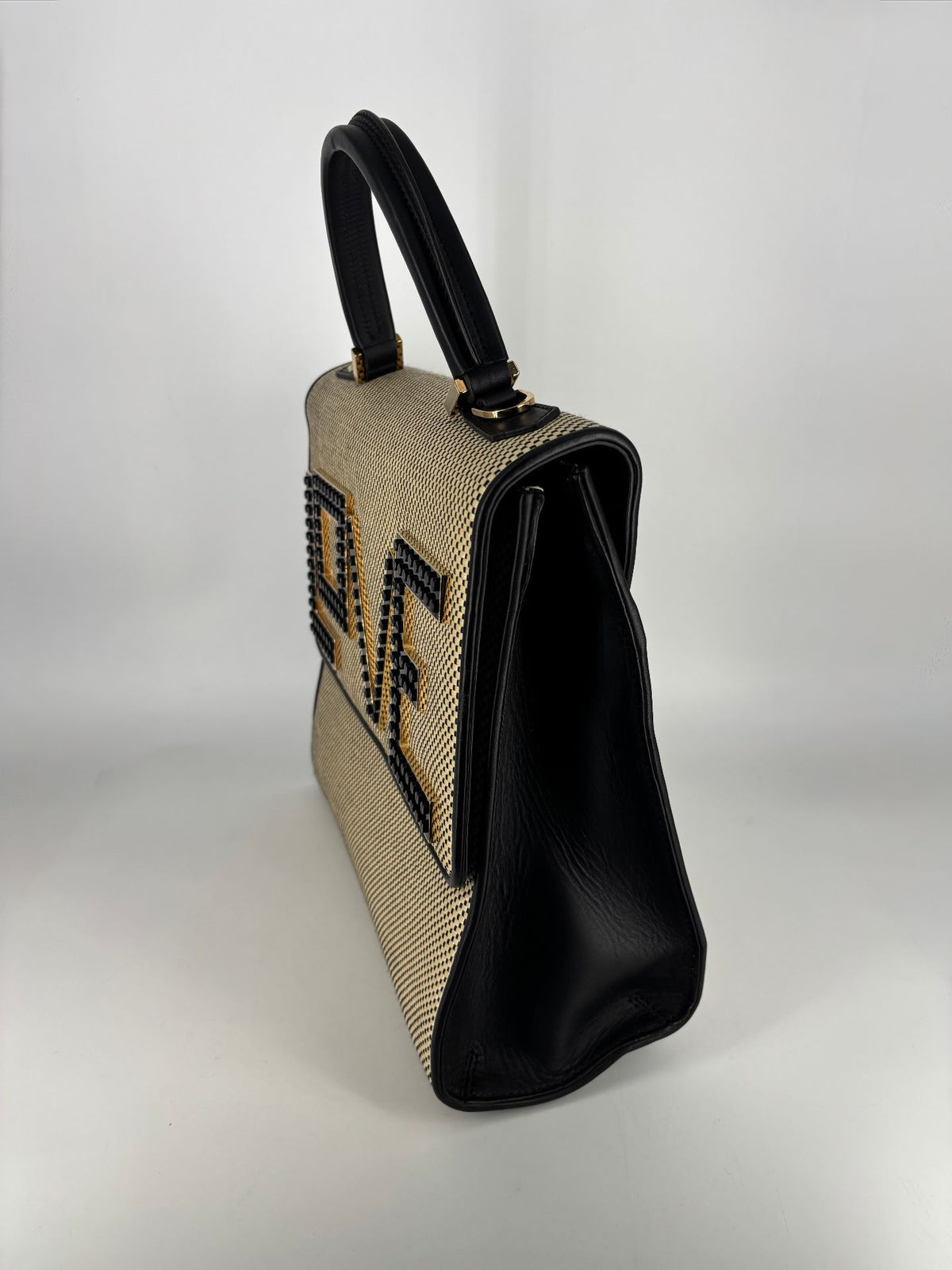 Sac Les Petits Joueurs Alex LOVE raffia et cuir noir-4
