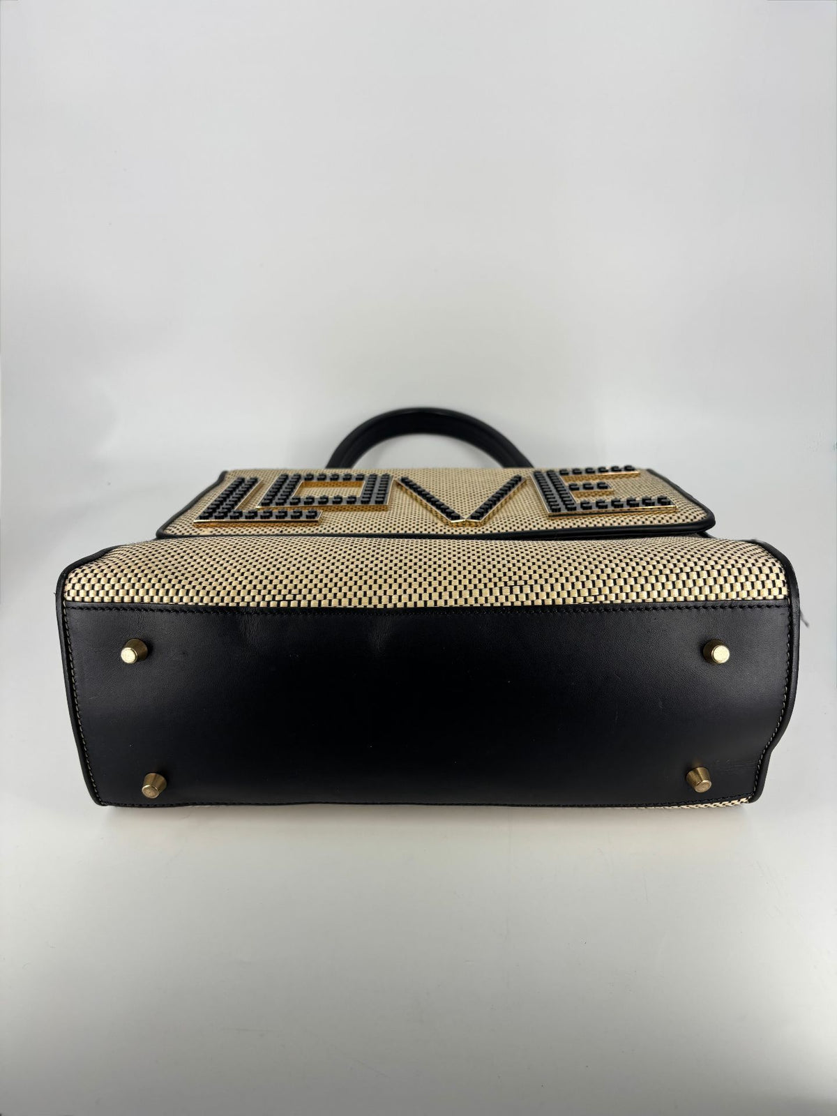Sac Les Petits Joueurs Alex LOVE raffia et cuir noir-8