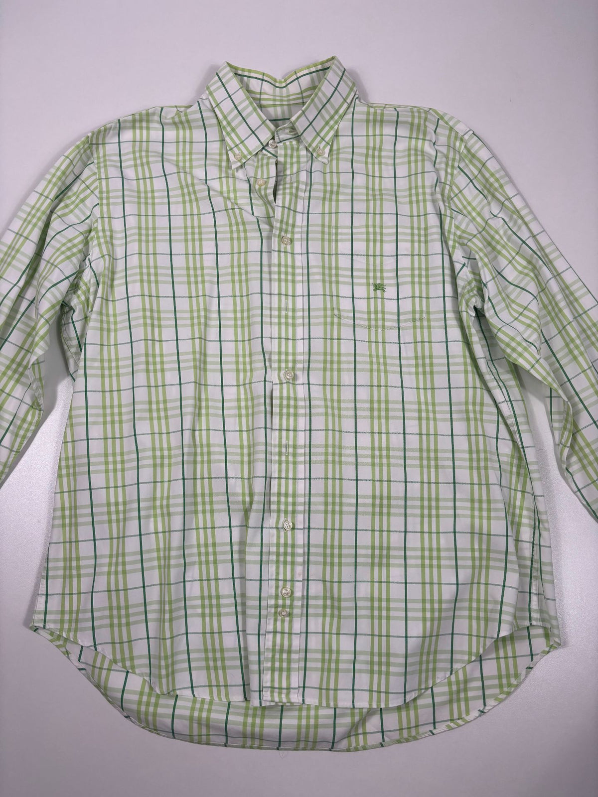 Chemise Burberry à carreaux verts col boutonné – Taille XL-5