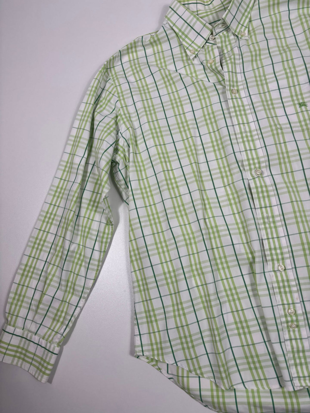 Chemise Burberry à carreaux verts col boutonné – Taille XL-3