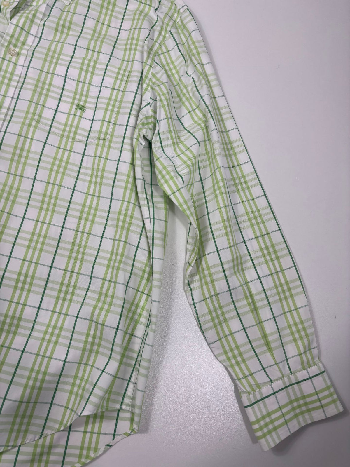 Chemise Burberry à carreaux verts col boutonné – Taille XL-4