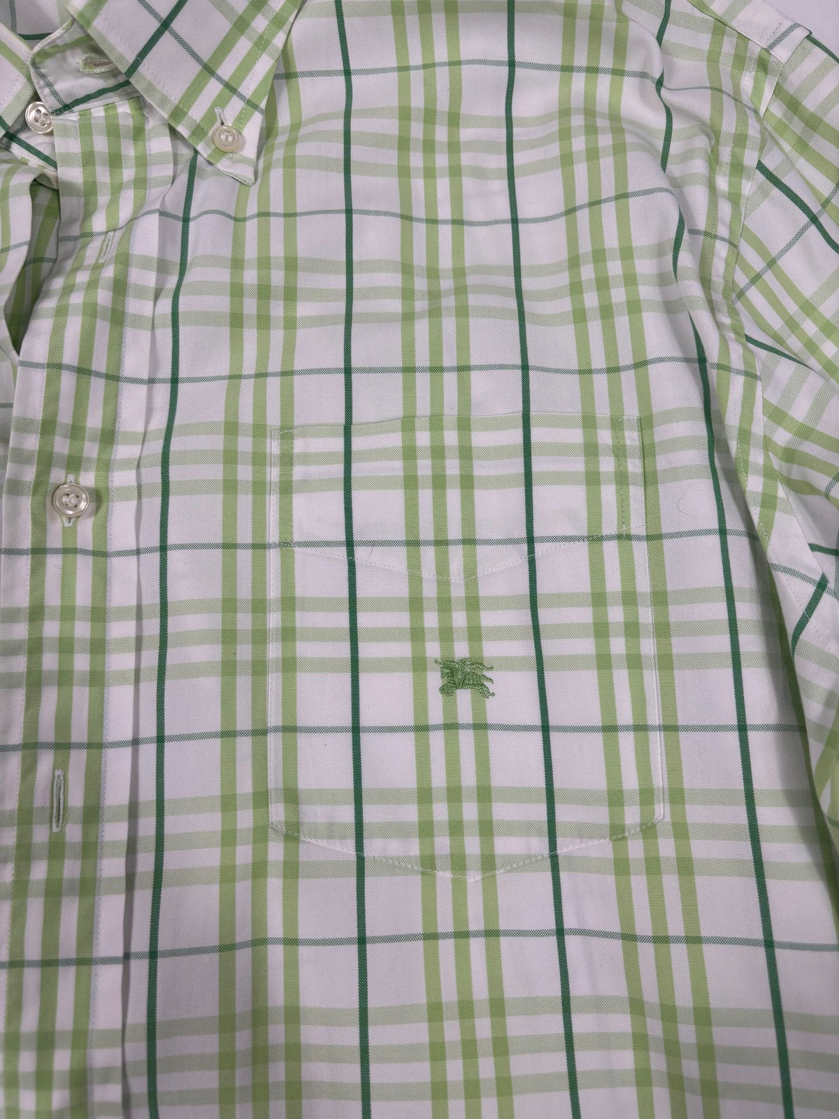 Chemise Burberry à carreaux verts col boutonné – Taille XL-2