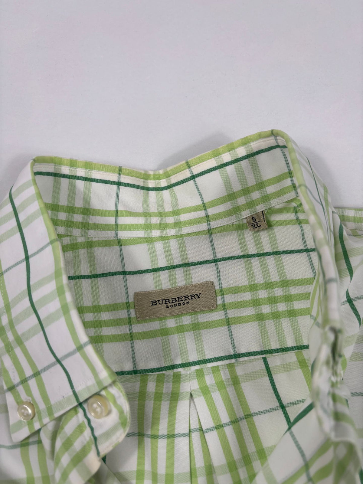 Chemise Burberry à carreaux verts col boutonné – Taille XL-6