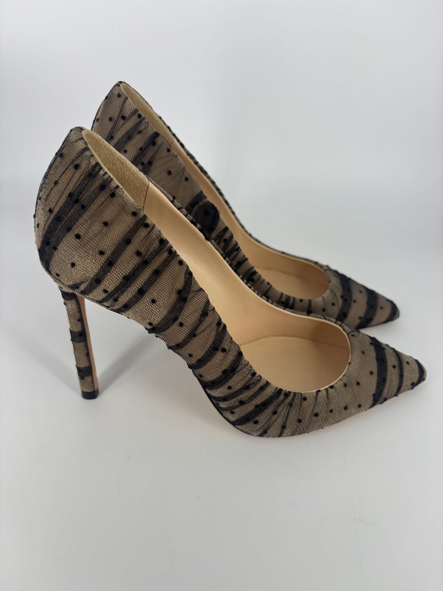 Escarpins Jimmy Choo Romy tulle plumetis noir fond chair – P.36 – Parfait état-5