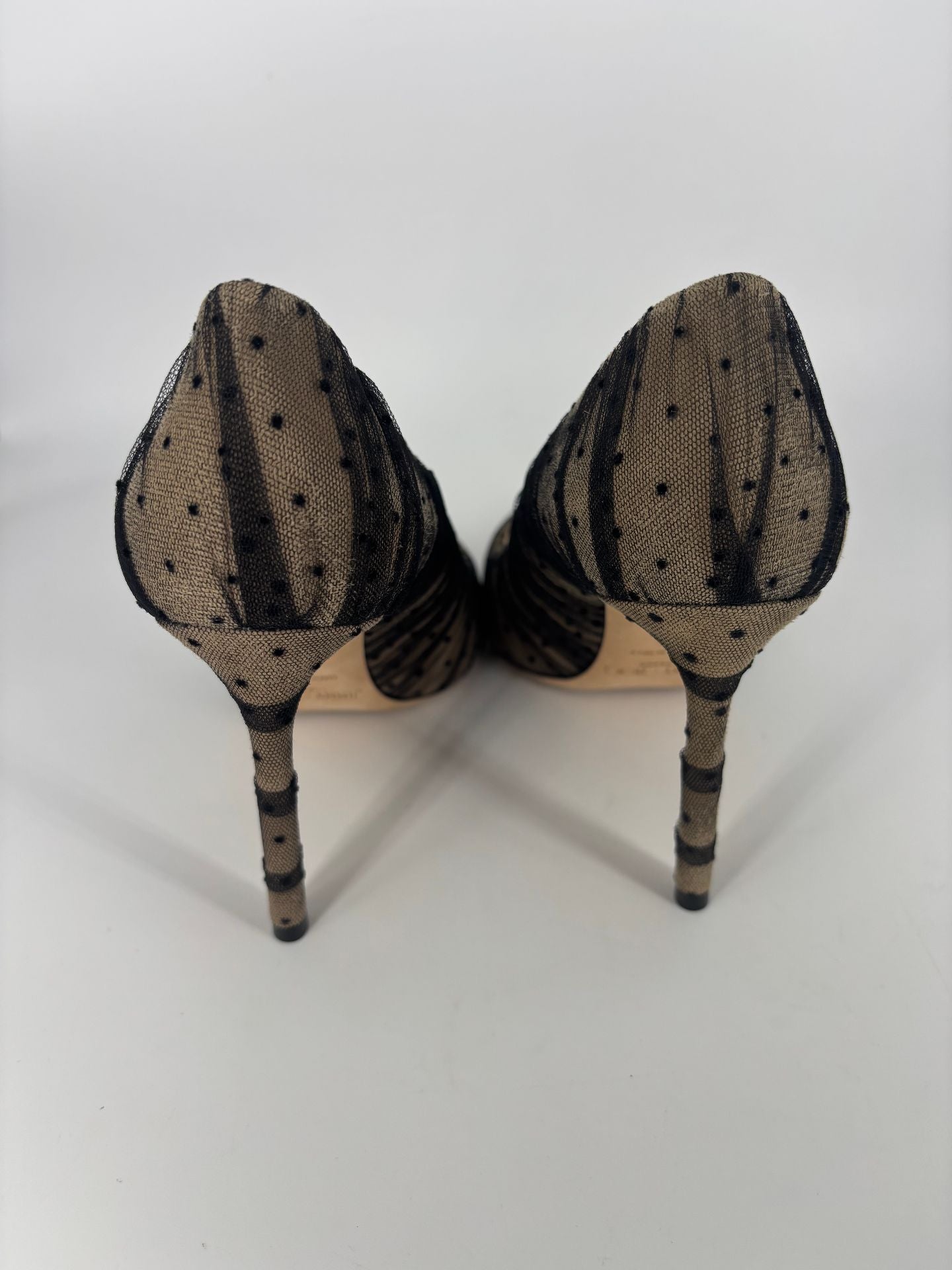 Escarpins Jimmy Choo Romy tulle plumetis noir fond chair – P.36 – Parfait état-6