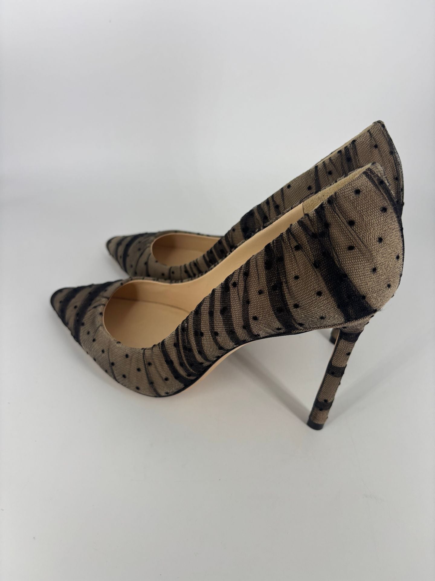 Escarpins Jimmy Choo Romy tulle plumetis noir fond chair – P.36 – Parfait état-7