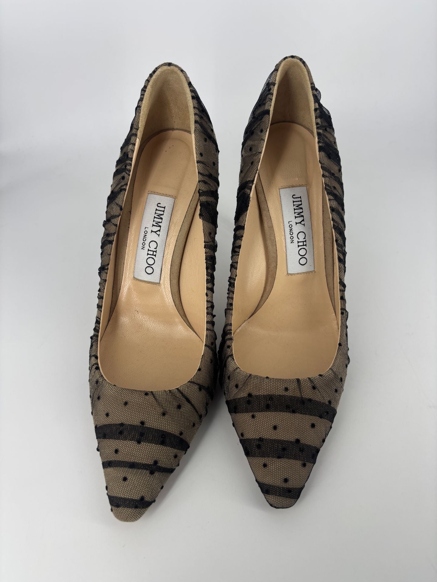 Escarpins Jimmy Choo Romy tulle plumetis noir fond chair – P.36 – Parfait état-8