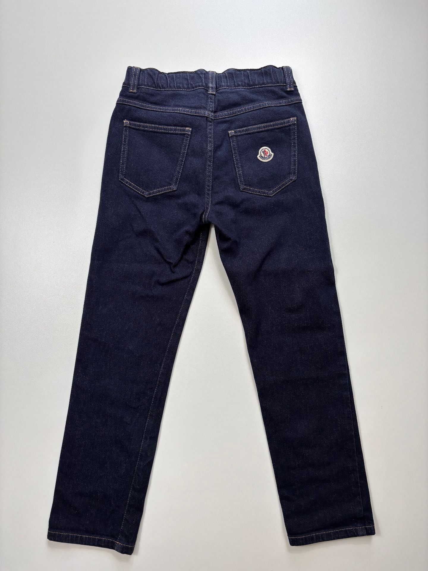 Jean Moncler enfant denim bleu marine indigo patch logo – Taille 10 ans-5