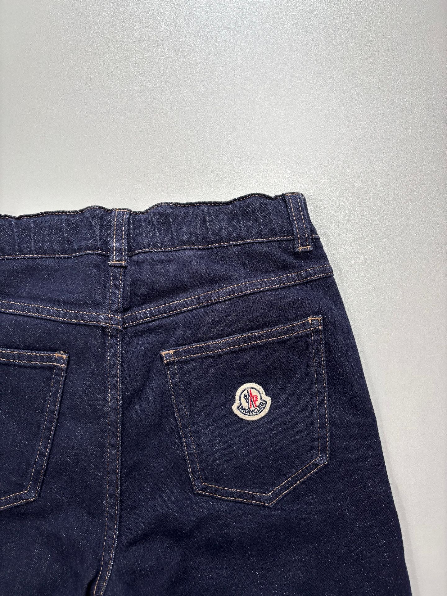 Jean Moncler enfant denim bleu marine indigo patch logo – Taille 10 ans-6