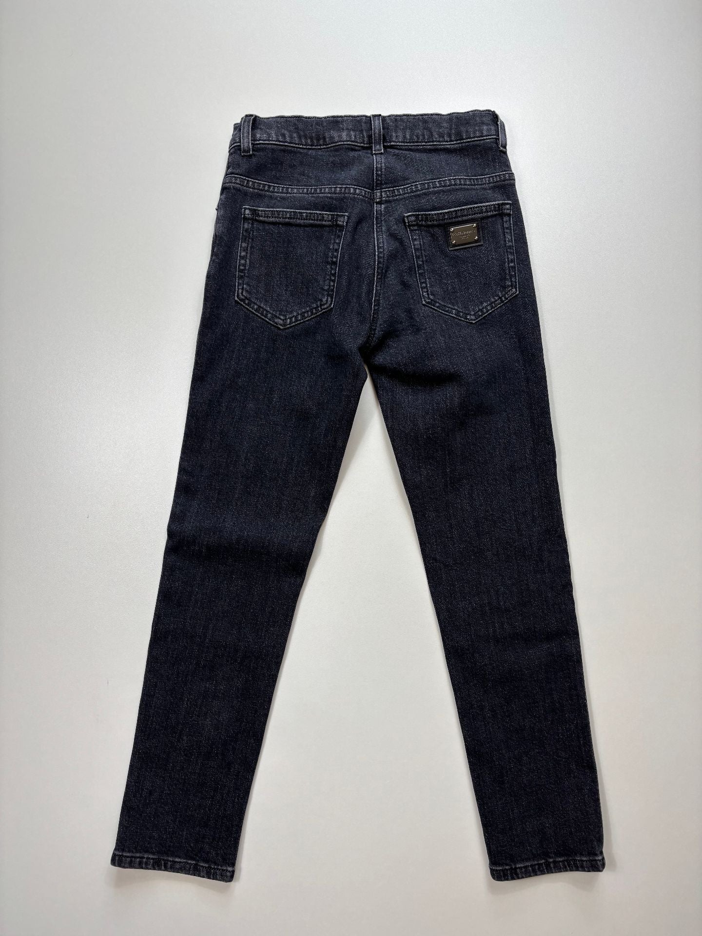Jean Dolce & Gabbana enfant denim noir délavé plaque logo – Taille 10 ans-5