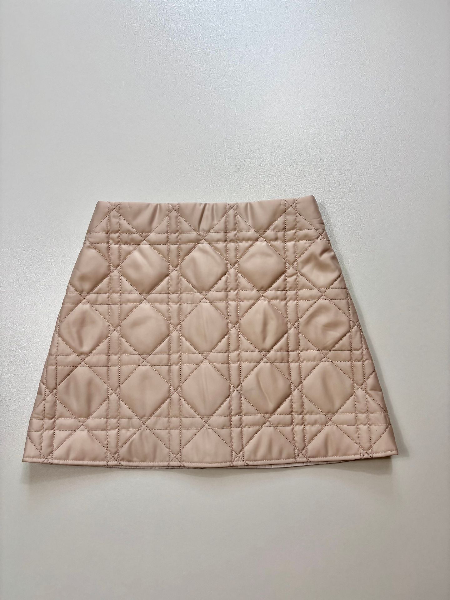 Jupe Dior enfant matelassée Cannage rose poudré zip doré – Taille 10 ans-4