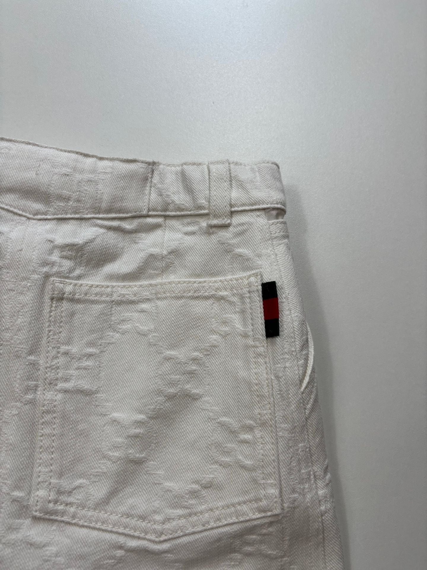 Jupe Gucci enfant denim blanc monogramme GG jacquard bande Web – Taille 10 ans-6