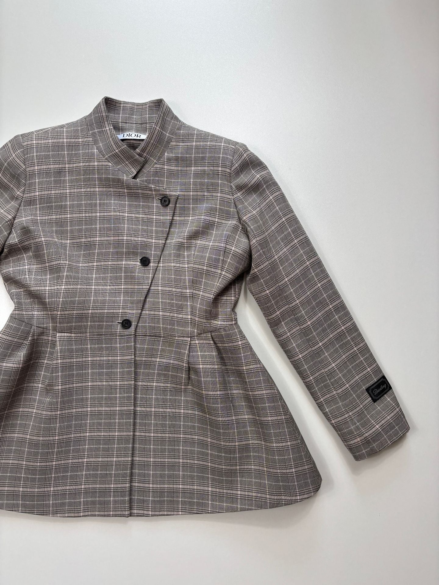 Ensemble Dior enfant veste + jupe plissée Prince de Galles gris – Taille 10 ans-4