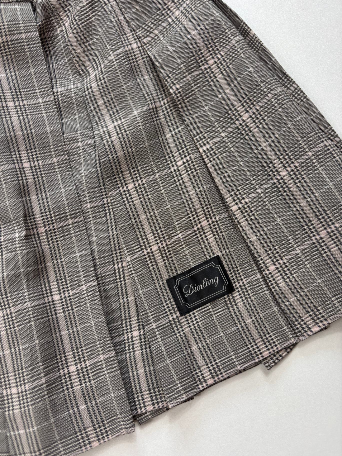 Ensemble Dior enfant veste + jupe plissée Prince de Galles gris – Taille 10 ans-12