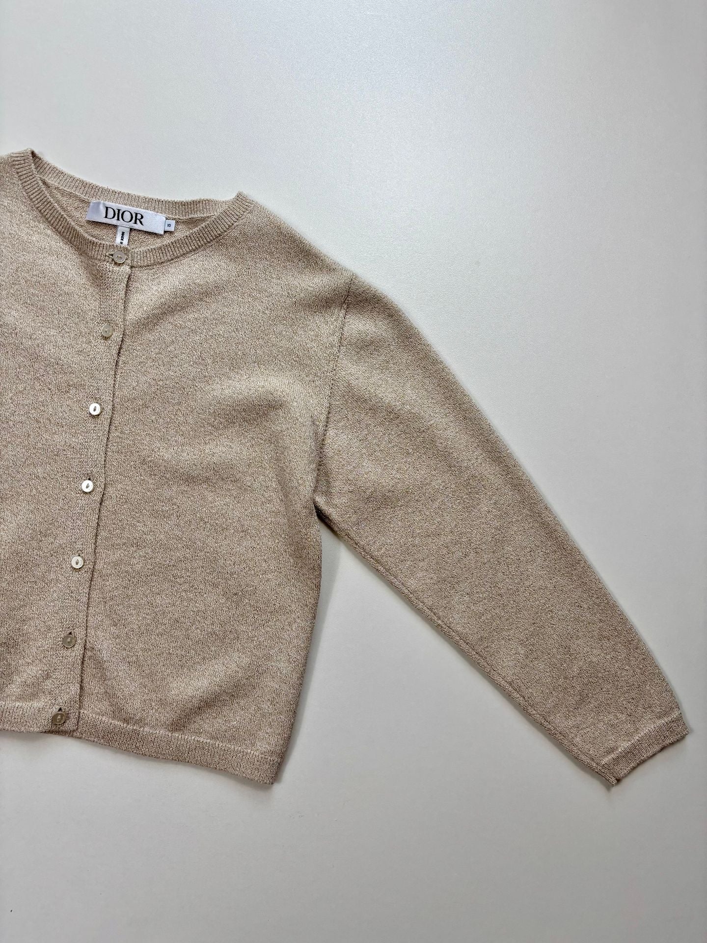 Cardigan Dior enfant coton doré abeille brodée boutons blancs – Taille 10 ans-4