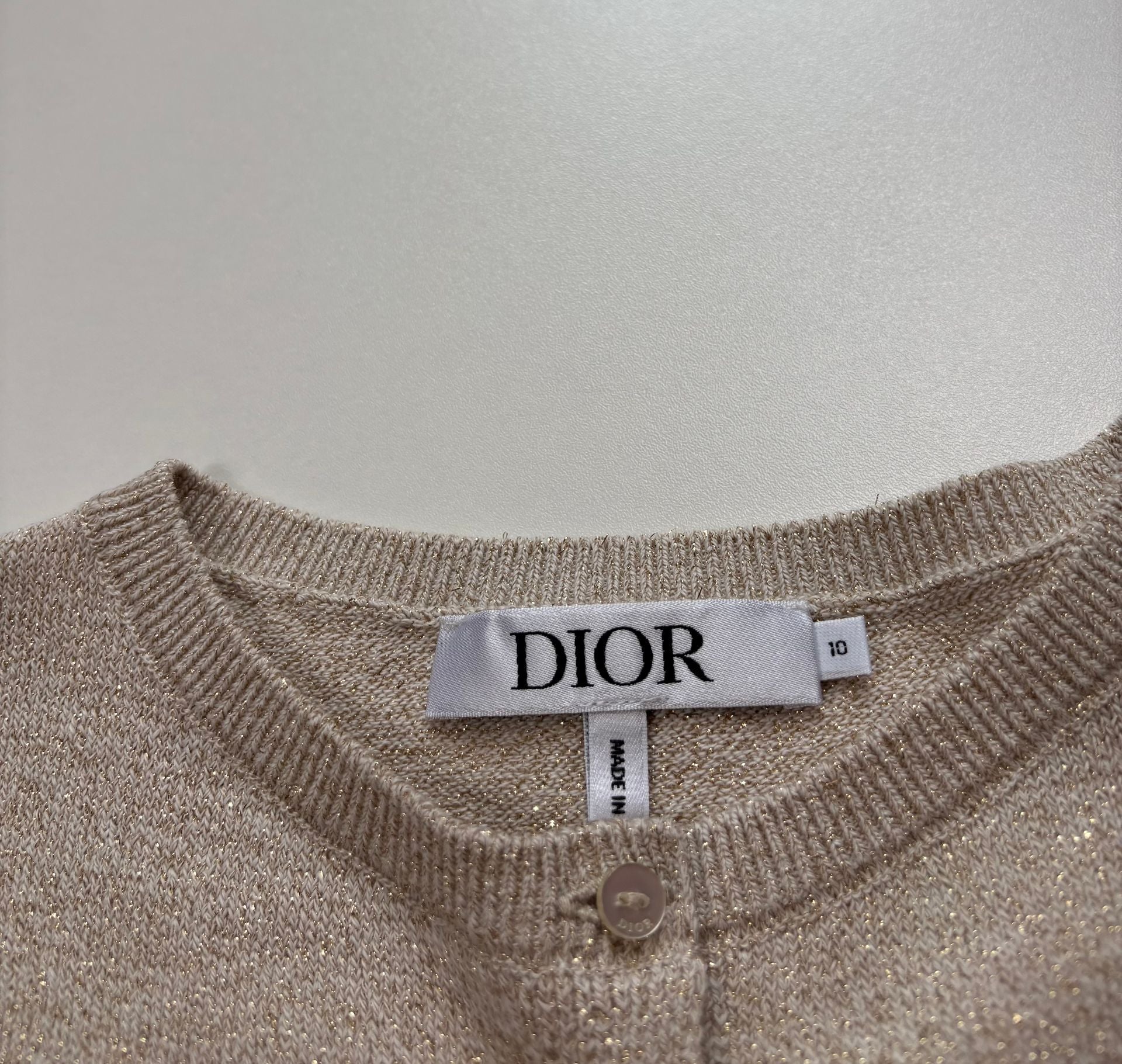 Cardigan Dior enfant coton doré abeille brodée boutons blancs – Taille 10 ans-7