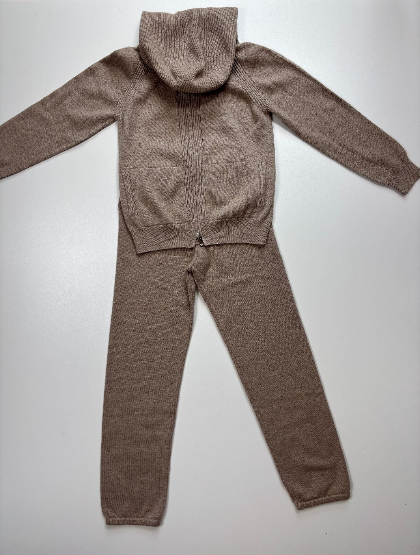 Ensemble Loro Piana enfant hoodie + jogger 100% cachemire taupe-2