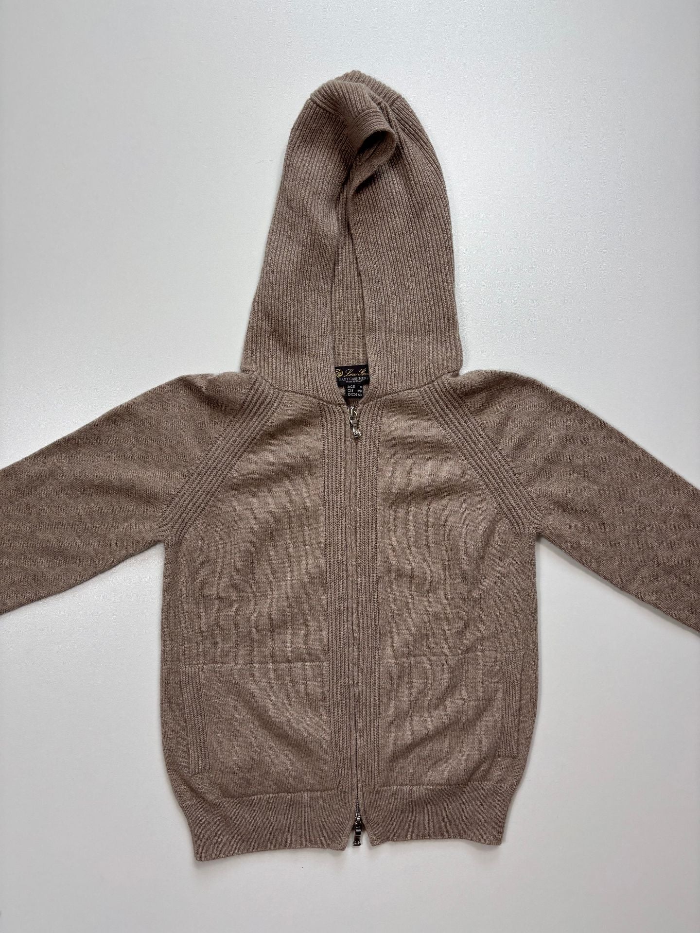 Ensemble Loro Piana enfant hoodie + jogger 100% cachemire taupe-8
