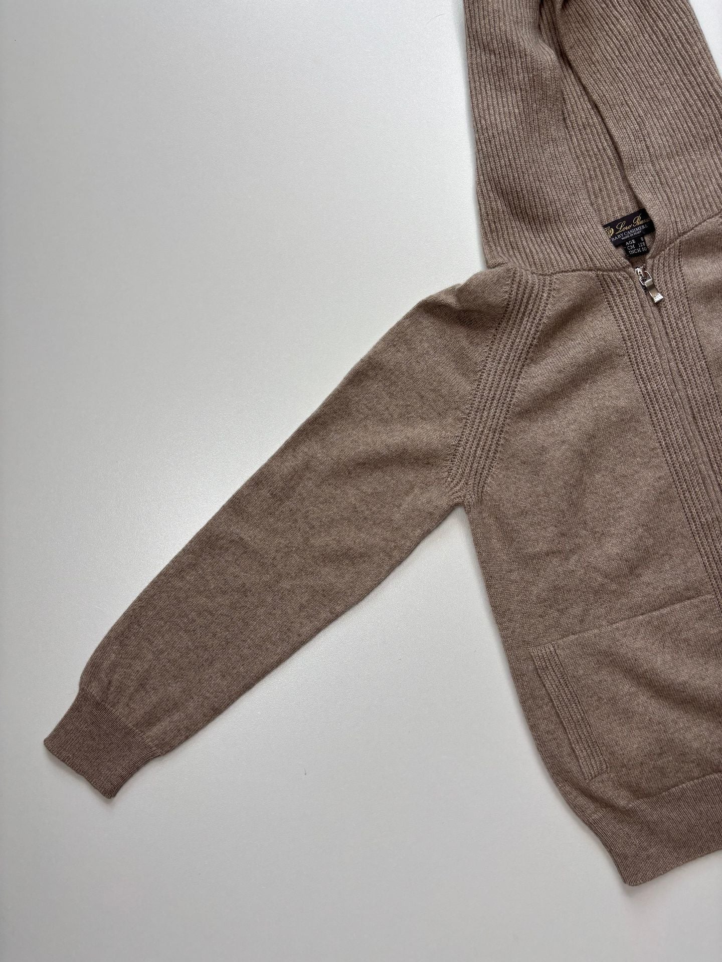 Ensemble Loro Piana enfant hoodie + jogger 100% cachemire taupe-9