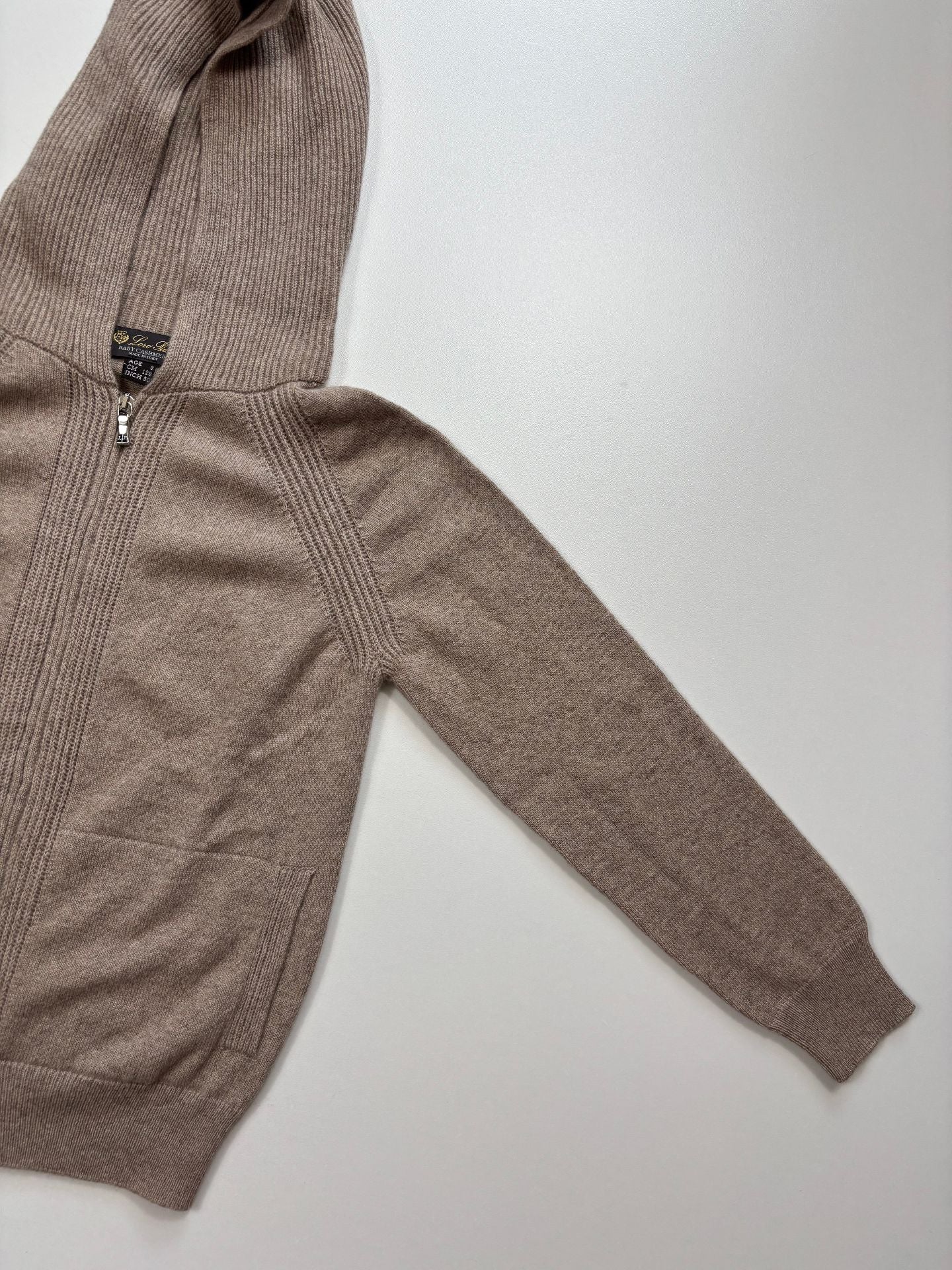 Ensemble Loro Piana enfant hoodie + jogger 100% cachemire taupe-10