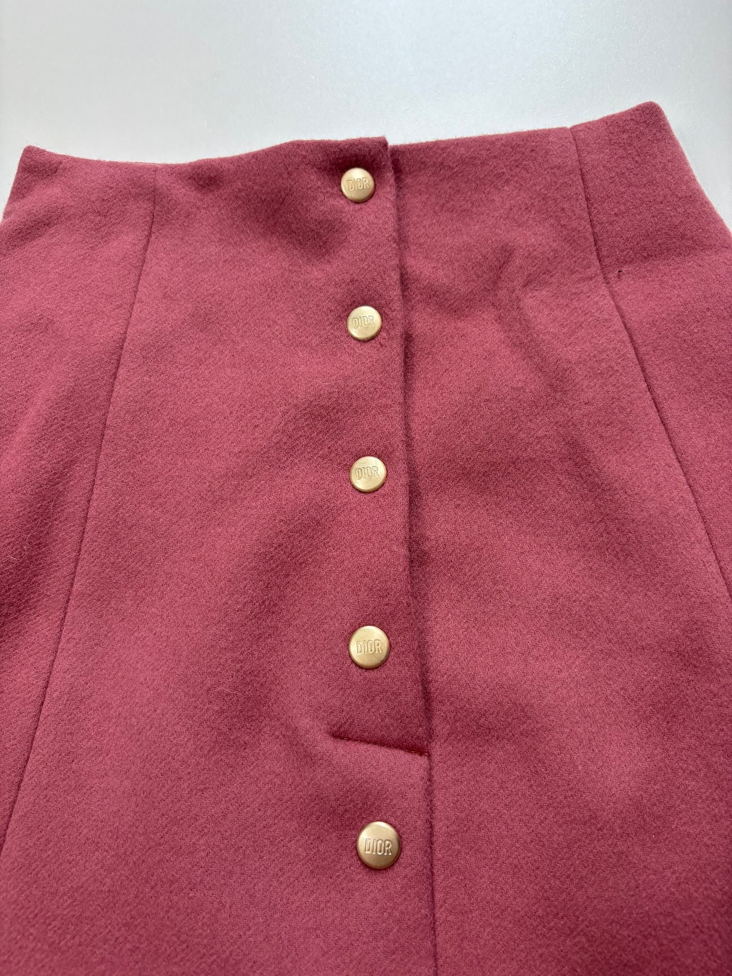 Ensemble Dior enfant caban croisé + jupe trapèze vieux rose – boutons dorés abeille – 12 ans-4